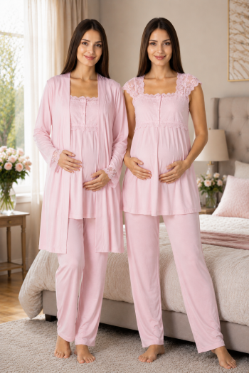Effortt 2301P PEMBE Lohusa Pijama Takım Sabahlık Effortt 2301P PEMBE Lohusa Pijama Takım Sabahlık